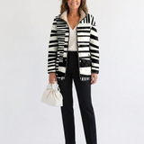 Monica™ | Giacca trapuntata a righe nero e bianco