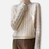 Donna - Maglione a maglia a cavo - Stile dolcevita