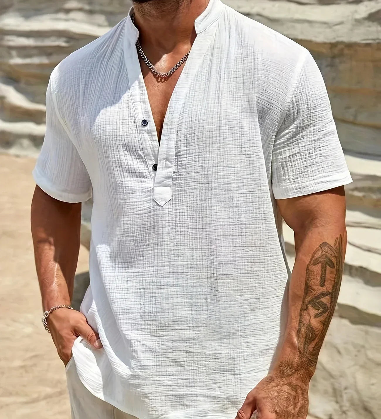 Varel | Camicia estiva elegante con colletto alto