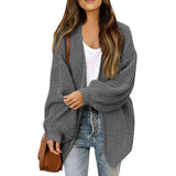 Cardigan da donna in maglia grossa – Modello oversize avvolgente con maniche a lanterna