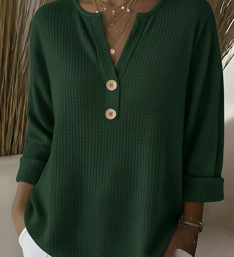 Benedetta™ | Top henley goffrato con bottoni