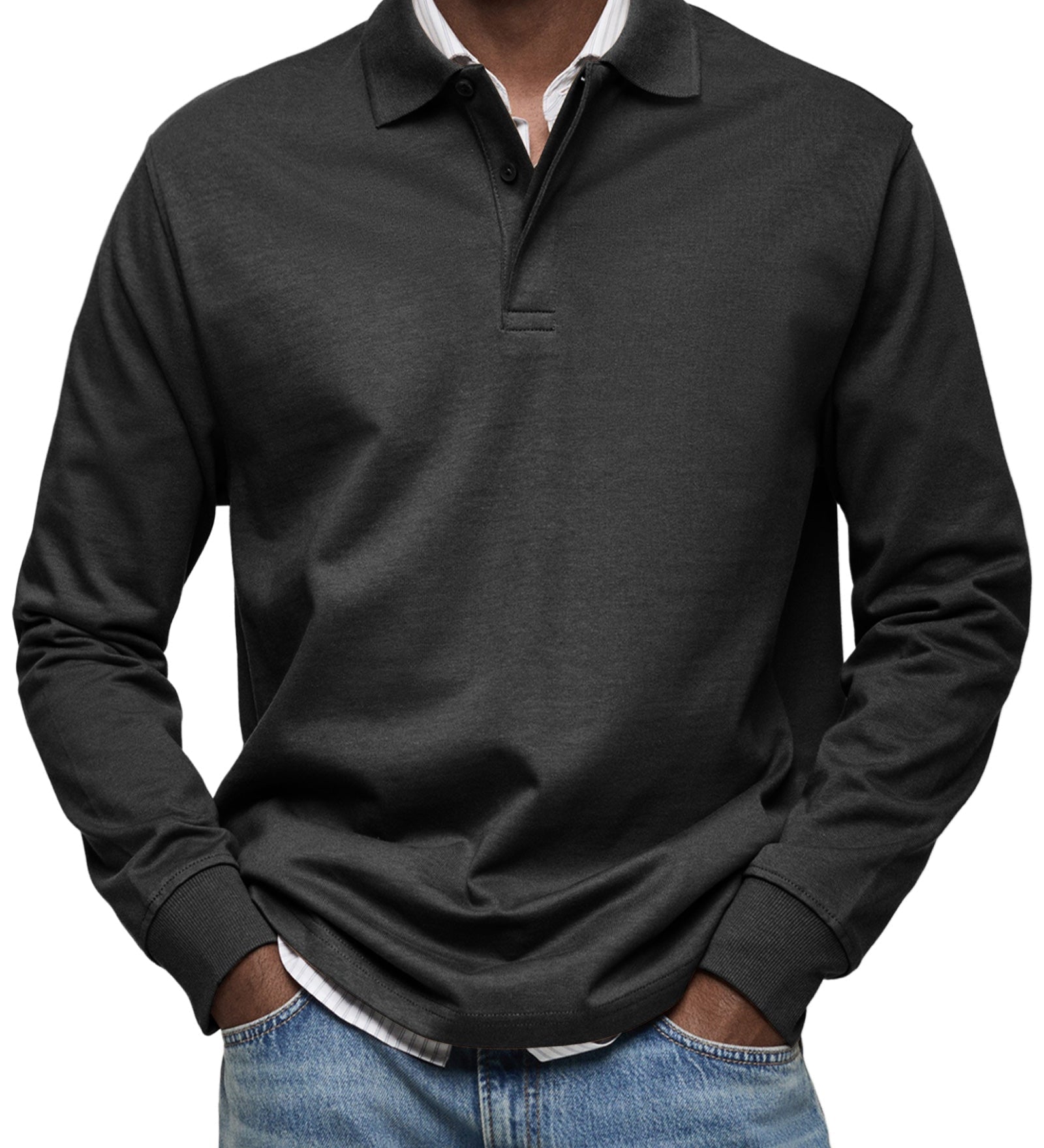 Varel | Camicia Poloshirt Casual a Maniche Lunghe