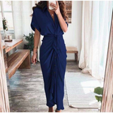 Maxi abito da donna, sofisticato ed elegante, con chiusura a bottoni