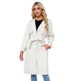 Trench lungo elegante da donna di alta qualità – Cappotto con revers larghi e cintura