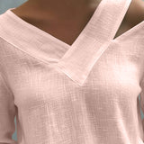 Top elegante da donna con scollo a V asimmetrico, perfetto per il lavoro e le feste