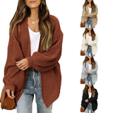 Cardigan da donna in maglia grossa – Modello oversize avvolgente con maniche a lanterna