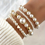 Set di 4 Bracciali da Donna – Con Perle Artificiali, Adatti per Diverse Occasioni