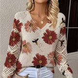 Donna - Maglia con motivo floreale - Maglieria alla moda