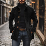 Cappotto corto da uomo in velluto a coste slim fit con collo alto