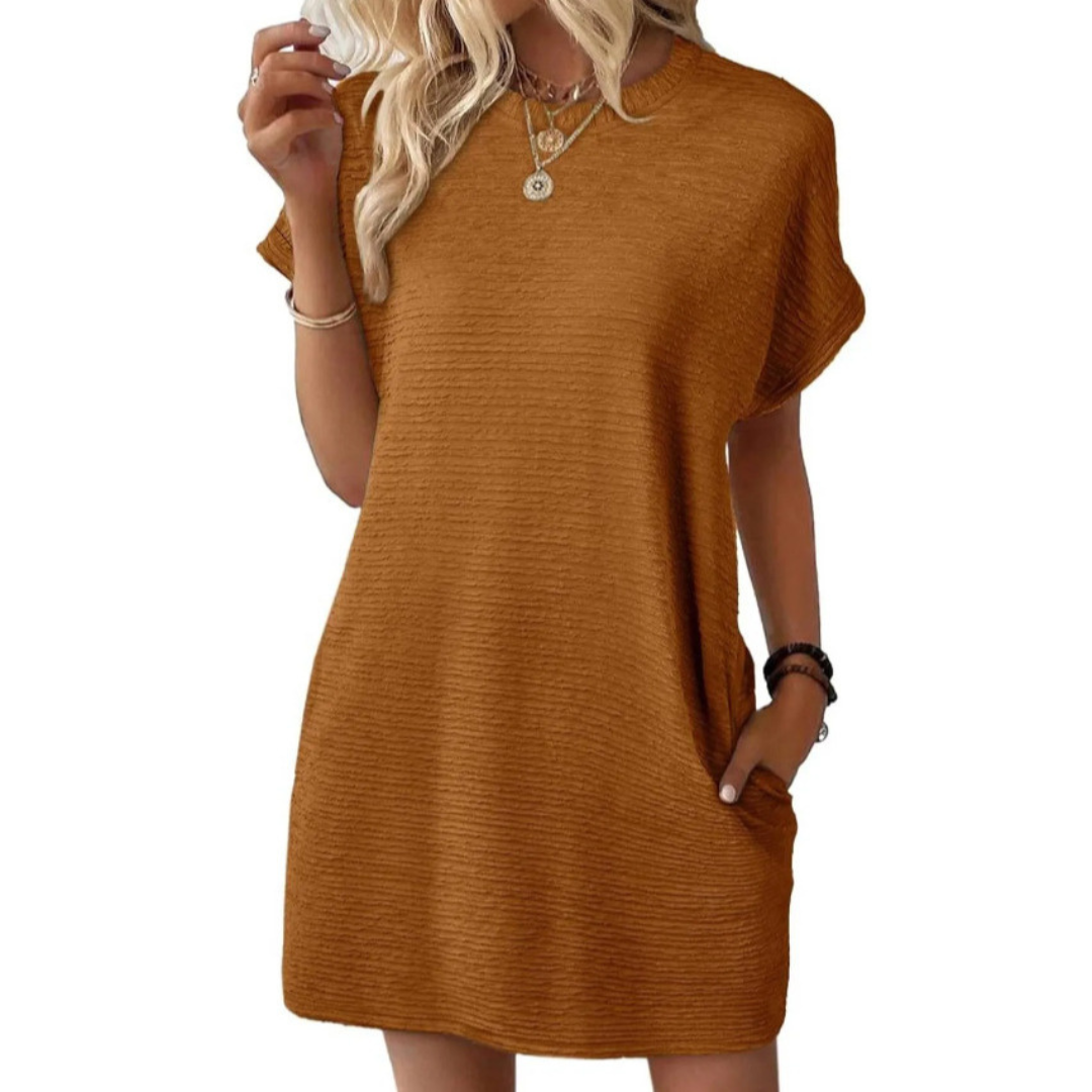 Abito A-line da Donna – Casual per Uso Estivo, Con Collo Rotondo e Senza Chiusura