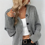 Donna - Cardigan con cappuccio - Maglia calda moderna