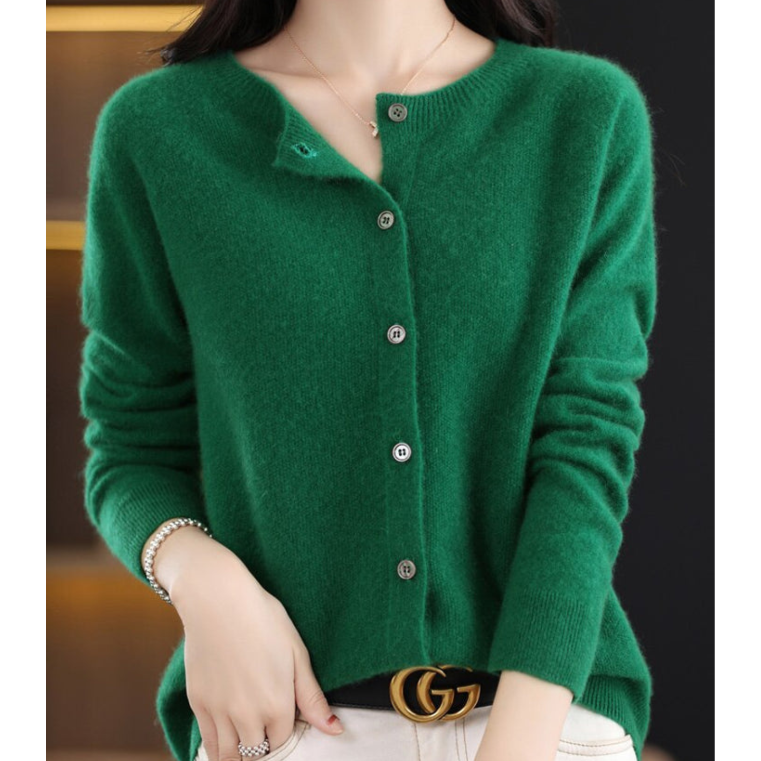 Cardigan di Lusso in Lana Merino e Cashmere per Donna – Maglia Invernale Elegante con Scollo a O