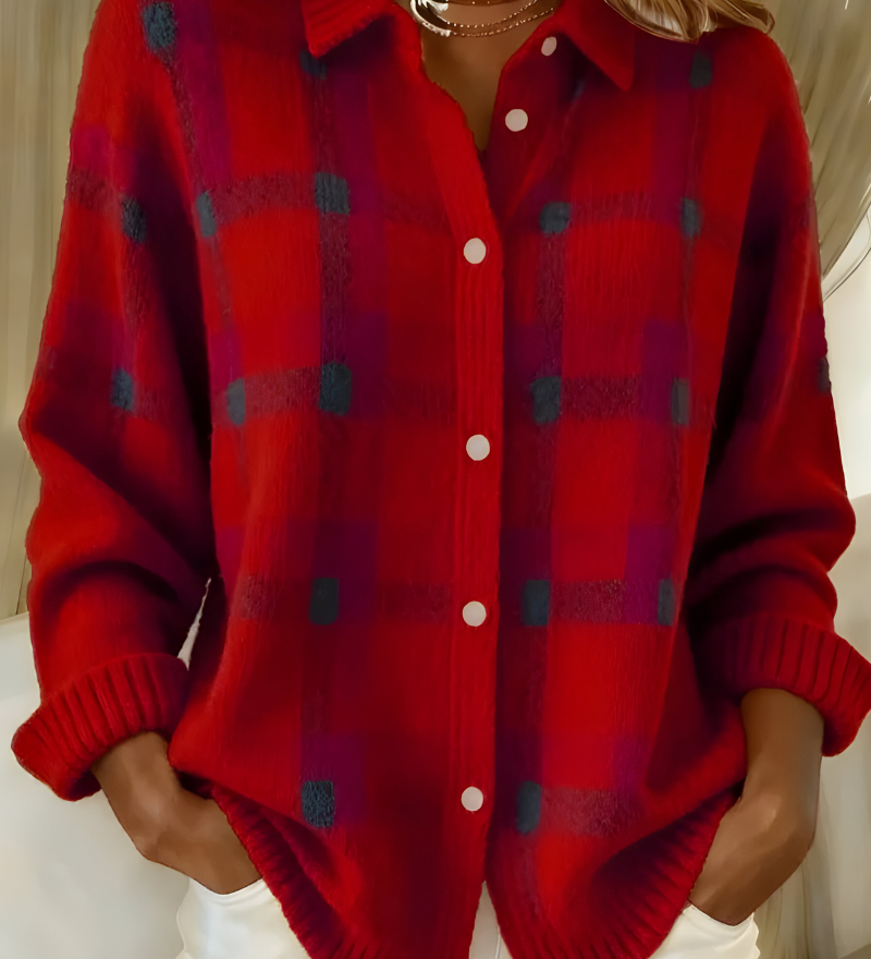 Ludovica™ | Cardigan a quadri in maglia morbida