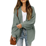 Cardigan da donna in maglia grossa – Modello oversize avvolgente con maniche a lanterna