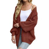 Cardigan da donna in maglia grossa – Modello oversize avvolgente con maniche a lanterna