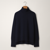 Maglione da donna in misto cashmere con collo alto arrotolato – maglia morbida per autunno e inverno