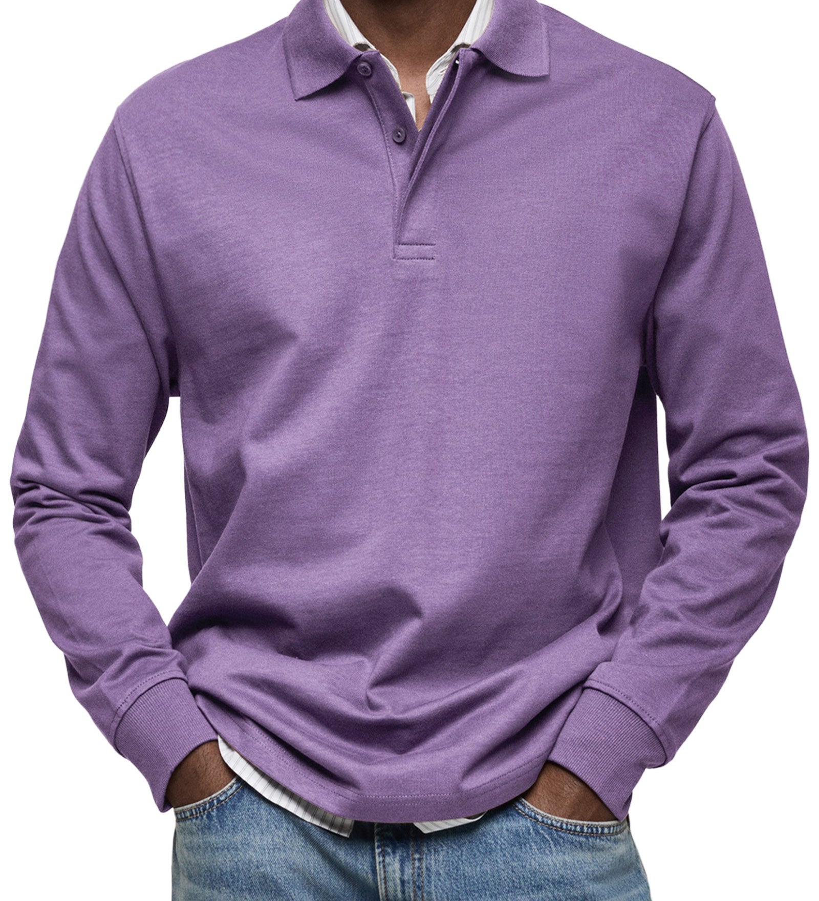 Varel | Camicia Poloshirt Casual a Maniche Lunghe