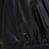 Donna - Giacca in pelle rilassata - Collo alto con zip
