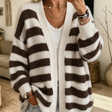 Cardigan donna a righe con tasche - Comodo e pratico