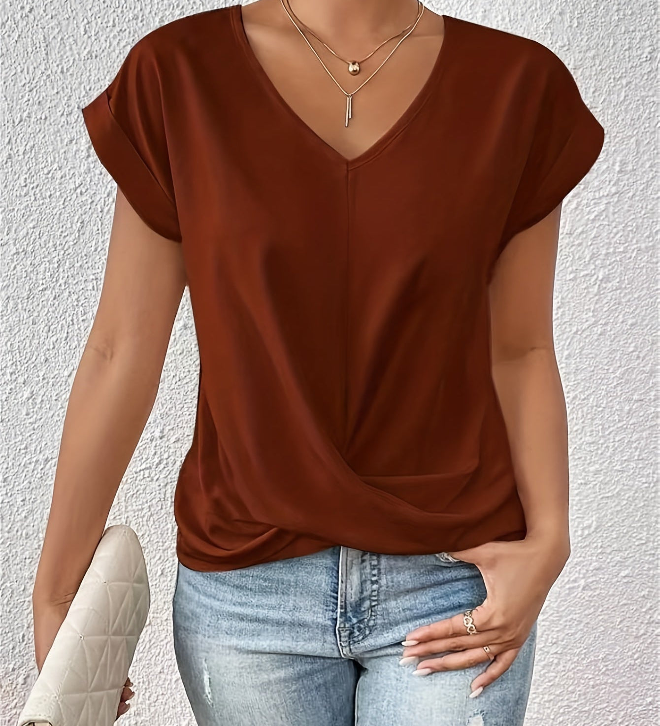 T-shirt Slim Fit Donna – Casual con scollo a V per Uso Quotidiano