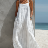 Abito maxi smanicato a righe da donna - Leggero e rilassato
