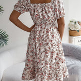 Abito estivo midi floreale casual ed elegante da donna - Elegante, lusinghiero