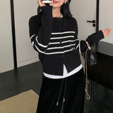 Cardigan da donna in maglia a righe con collo rotondo – Uno stile comodo e casual da indossare ogni giorno