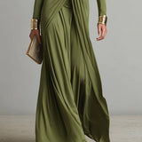 Abito maxi da donna con scollo a V profondo - Elegante e fluido