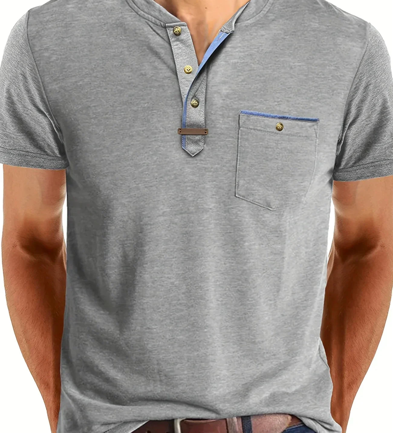 Varel | T-shirt elegante con colletto rotondo e tasca