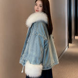 Donna - Giacca in denim - Rivestimento in pelliccia sintetica