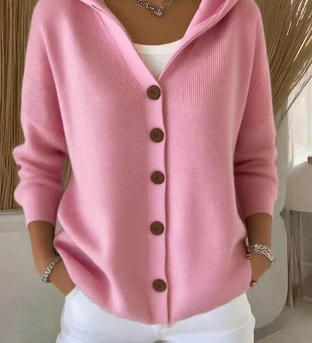 Francesca™ | Cardigan con cappuccio e bottoni