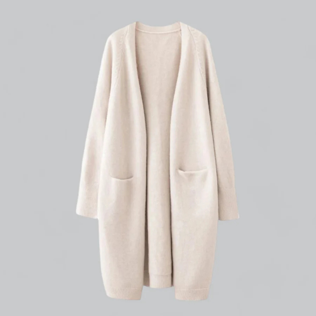 Cardigan da donna in maglia aperto sul davanti – strato caldo e lungo per l’uso quotidiano in autunno e inverno