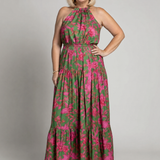 Abito midi drappeggiato da donna con collo halter - Chic e valorizzante