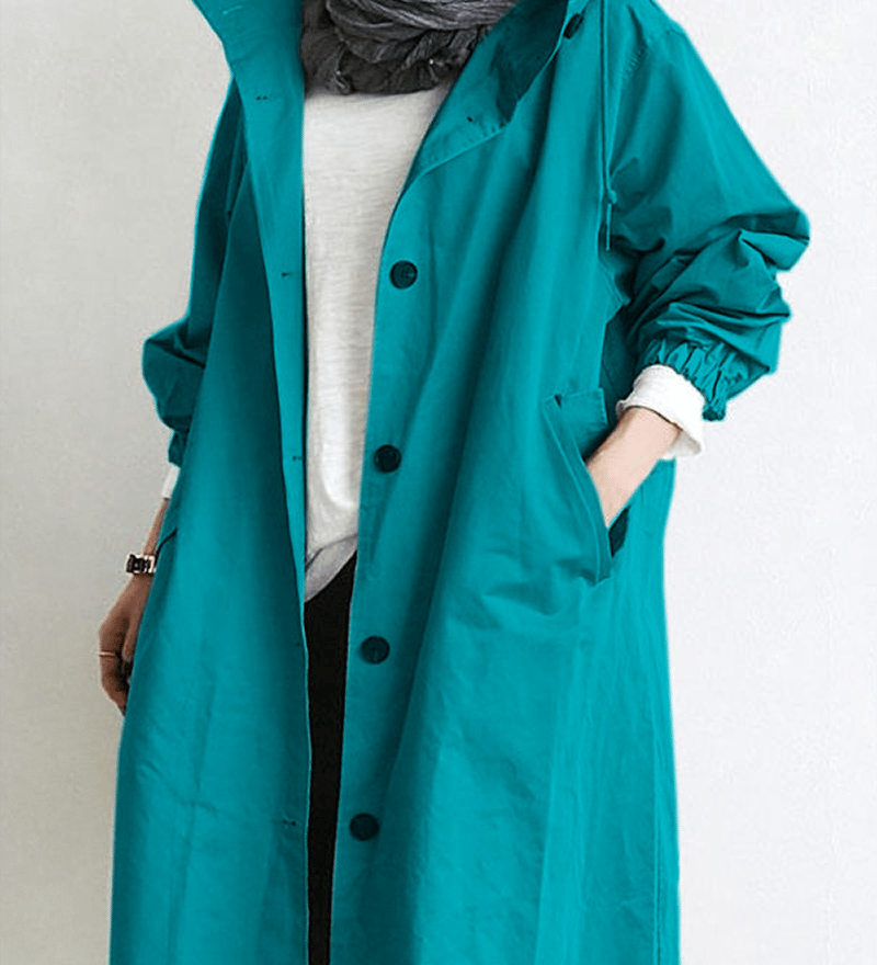 Trench Coat Slim Fit Donna – Impermeabile con Cappuccio, Adatto per Primavera e Autunno