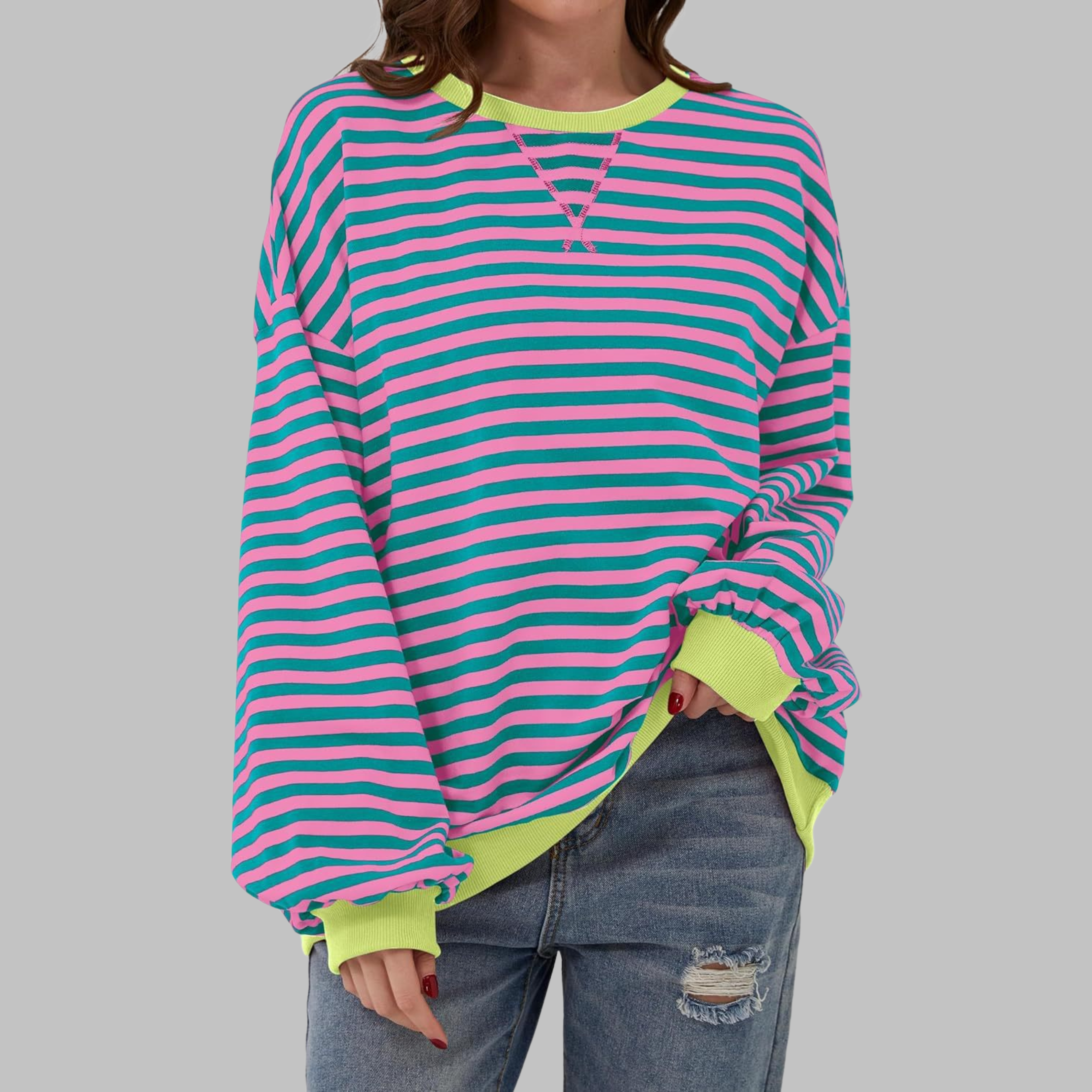 Felpa Oversized da Donna – Casual, Con Maniche Lunghe, Collo Rotondo, Adatta per Uso Quotidiano