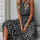Maxi vestito donna stile vintage – abito estivo con fantasia a pois