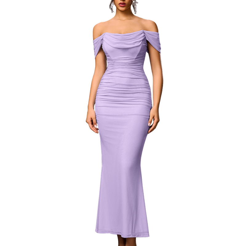 Abito Scollo Asimmetrico per Donna – Adatto per Occasioni Festive, Con Spallina e Dettagli in Corsetto