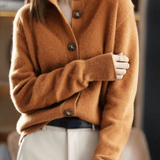 Cardigan da donna in misto lana – Maglia morbida con scollo a V e bottoni sul davanti