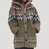 Donna - Cardigan a maglia grossa - Stile Fair Isle