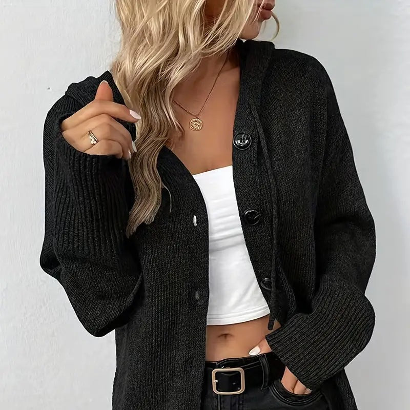 Donna - Cardigan con cappuccio - Maglia calda moderna
