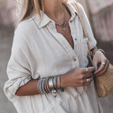 Abito camicia in misto cotone chic da donna