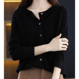 Cardigan di Lusso in Lana Merino e Cashmere per Donna – Maglia Invernale Elegante con Scollo a O