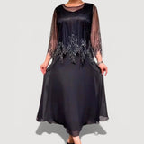 Abito Midi Scollo V per Donne – Adatto per Occasioni Festive e Uso Quotidiano