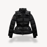 Donna - Giacca Puffer con cappuccio e cintura - Stile accogliente