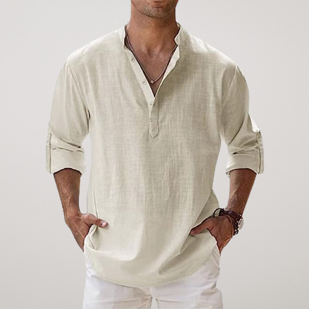 Varel | Camicia Henley in cotone effetto lino