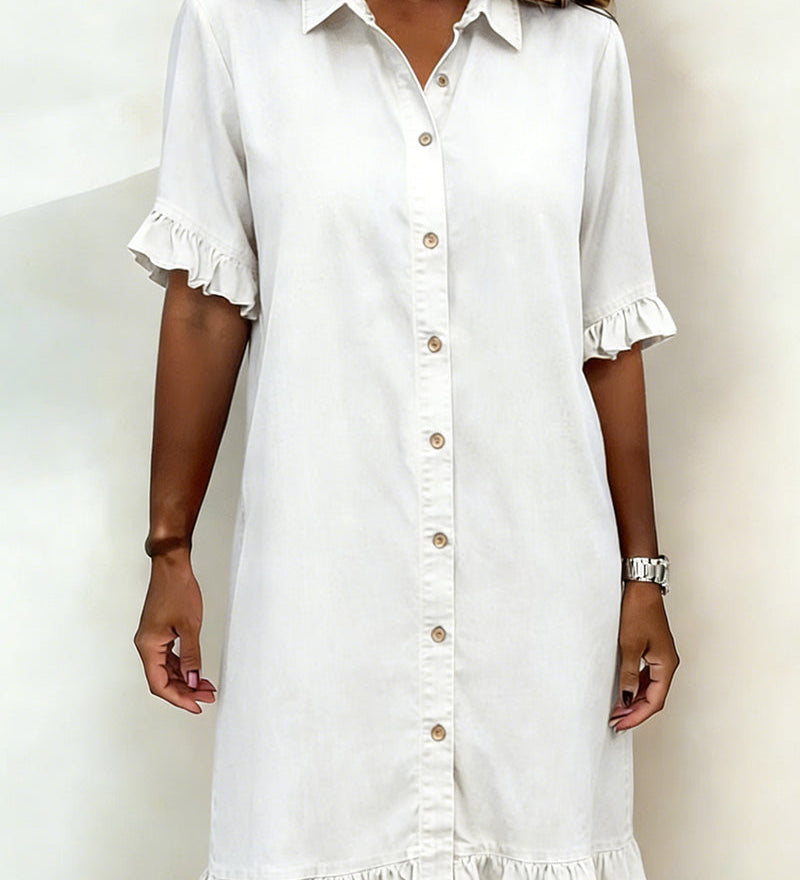 Abito Donna Scollo V – Casual con Rouches, Adatto per Primavera e Estate