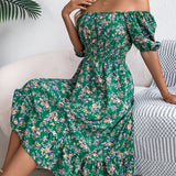 Abito estivo midi floreale casual ed elegante da donna - Elegante, lusinghiero