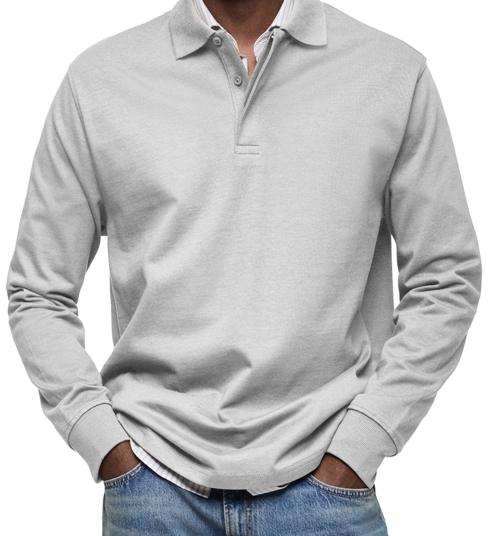 Varel | Camicia Poloshirt Casual a Maniche Lunghe