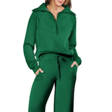 Donna - Set tuta sportiva a gamba larga con zip e coulisse