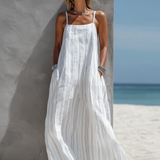 Abito maxi smanicato a righe da donna - Leggero e rilassato